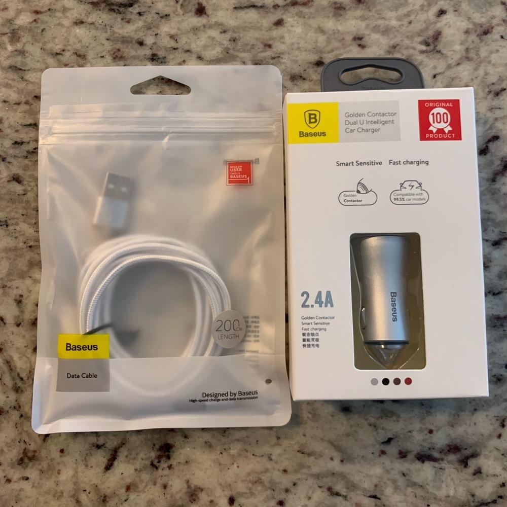 Bundle 1pc 6ft. Fast charger cable and 1pc dual USB port fast car charger